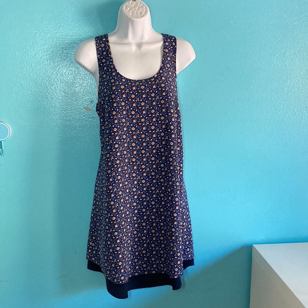 Tori Burch Womens Size XS Short Blue Floral Silk Tank Racerback Dress 34" Bust
